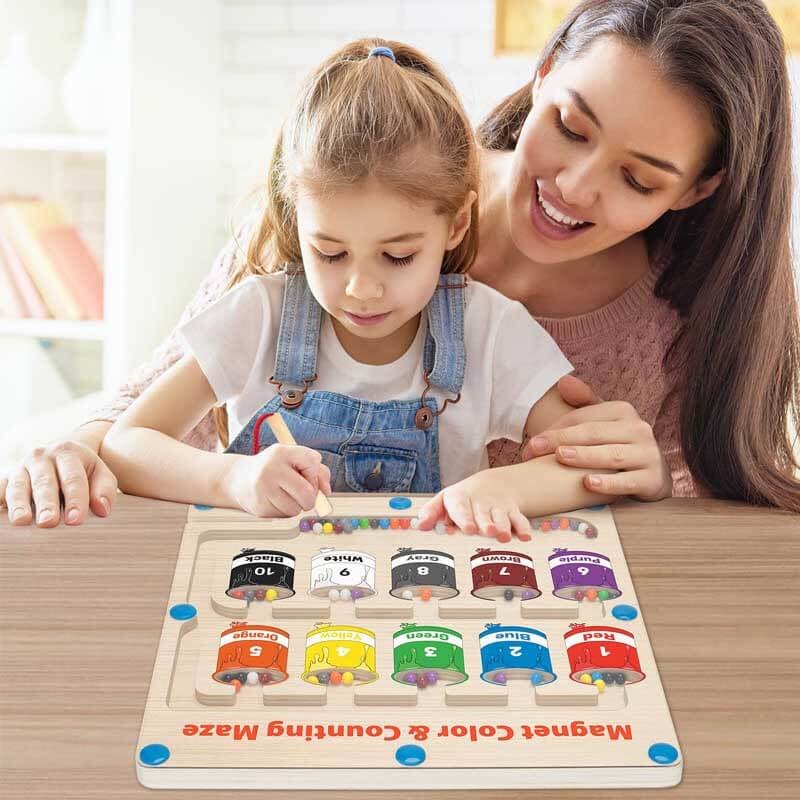 Magnetic Color and Number Maze Board