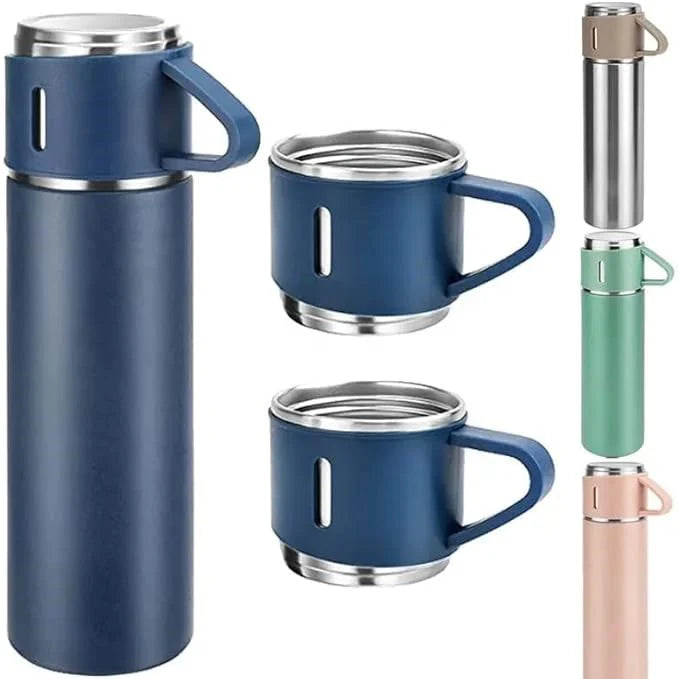 3 Cup Double-Layer Stainless Steel Vacuum Flask Set