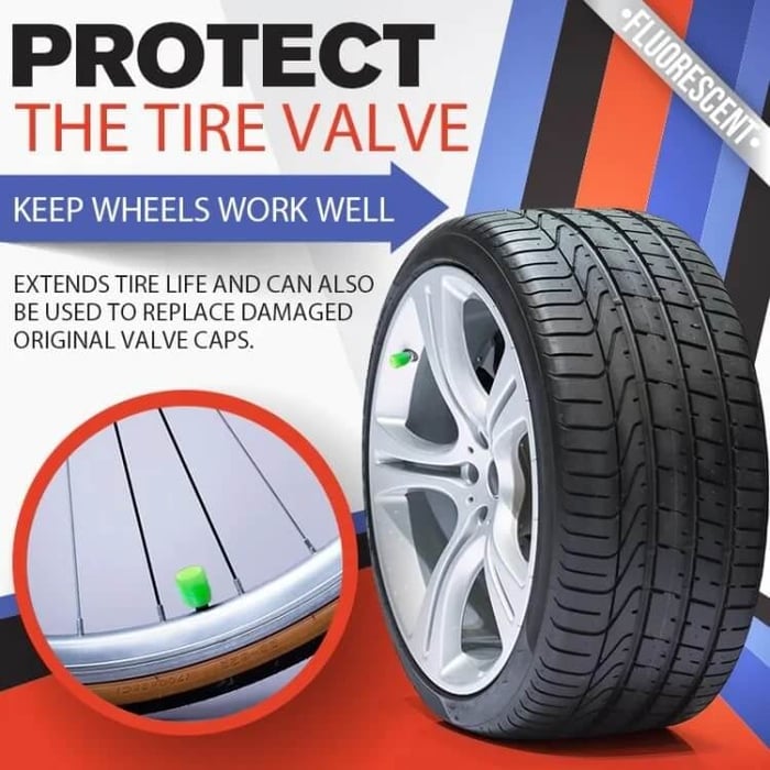UNIVERSAL FLUORESCENT CAR TIRE VALVE CAPS