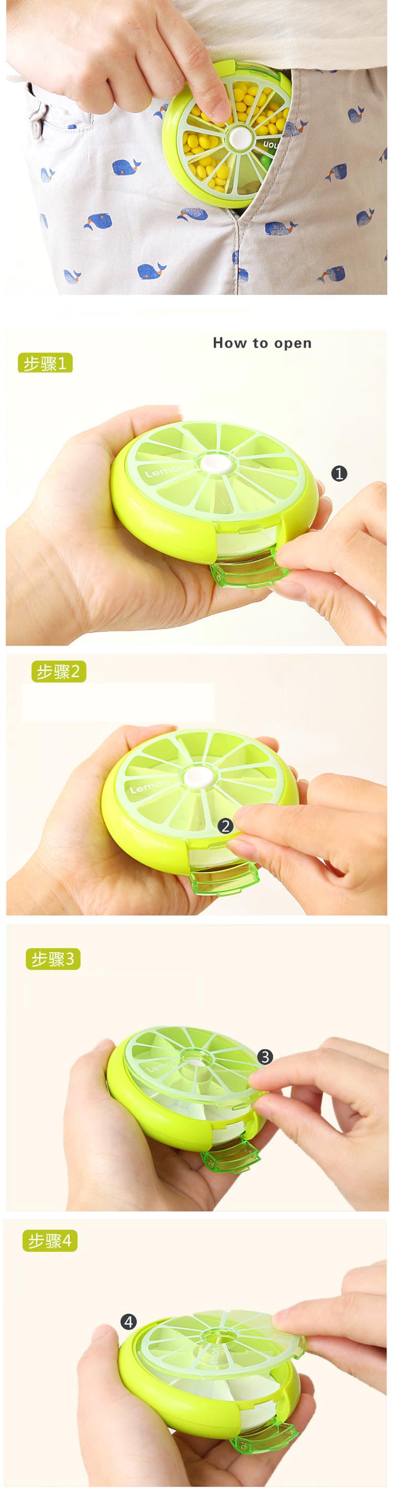 Portable One Week 7 Compartment Pill Box