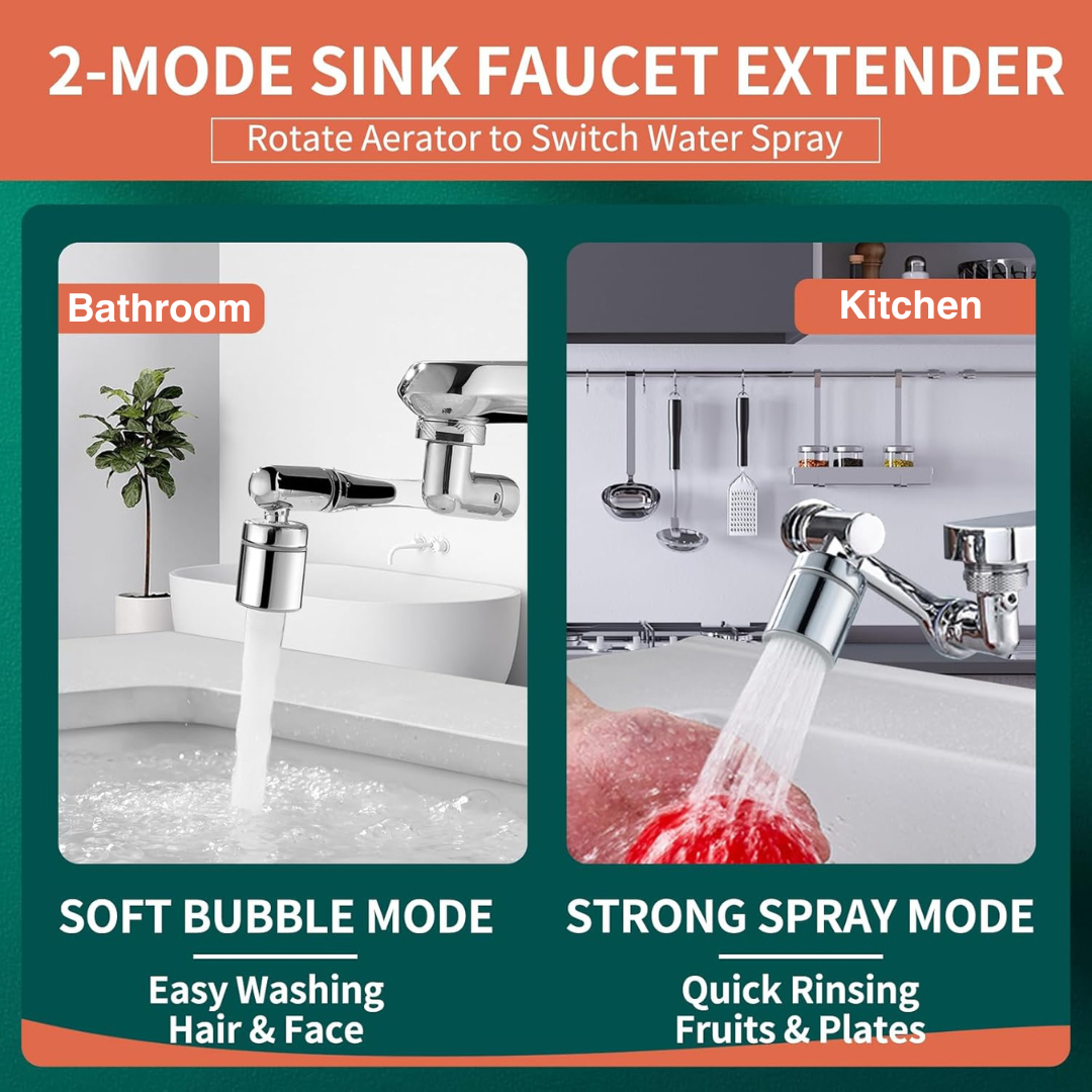 Flexible 1080° Faucet Extender – Dual Modes