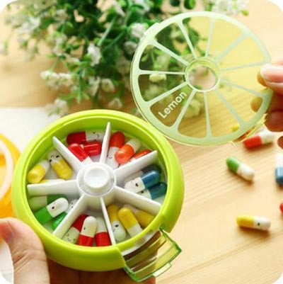 Portable One Week 7 Compartment Pill Box
